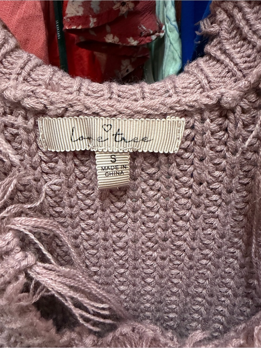 Love Tree Distressed V-Neck Sweater - Mauve - Picture 4 of 4
